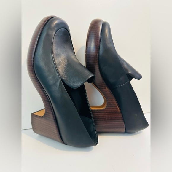 NEW! VINCE NARISSA PLATFORM LEATHER Luxury Heeled Shoes Size 9.5 Black Office - Picture 9 of 12